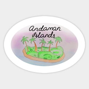 Andaman Islands watercolor Island travel, beach, sea and palm trees. Holidays and rest, summer and relaxation Sticker